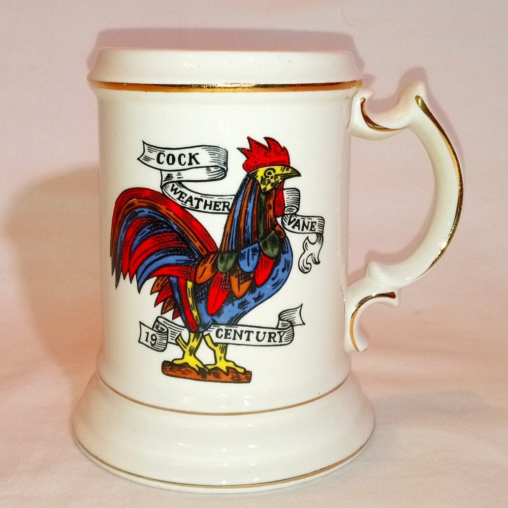 Lipper & Mann Rooster Cock Weathervane Ceramic Mustache Stein